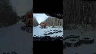 It's a Tight Squeeze Meeting The Trail Groomer #atv #utv #trailgroomer #winter #riding