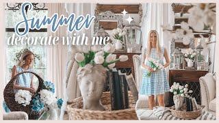 Spring & Summer Decorating Ideas | DECORATE WITH ME | WHITE  & BLUE DECOR | Elegant SPRING DECOR