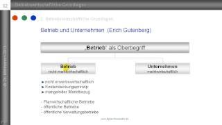 8. Die Begriffe "Betrieb" und "Unternehmen" nach Gutenberg