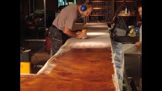 Restaurant Tabletops, Countertops, Commercial Bar Tops Epoxy Pour Demo (For High Traffic Use)