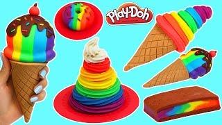 Play Doh Rainbow Swirl Desserts!