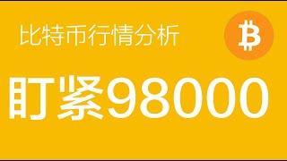 12.19 比特币行情分析：比特币重点关注98000的关键位置，破了在92000附近做多，不破在110000上方做空（比特币合约交易）军长