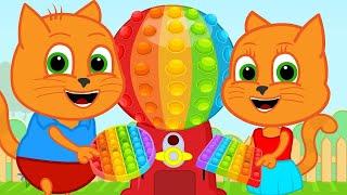  Cats Family in English - Gumball Machine Rainbow Costume Cartoon for Kids