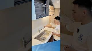 Lắp chậu vòi nhật cho mặt đá bếp rộng 60cm như nào #huga