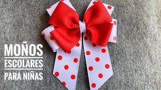 Como hacer moños escolares para niñas muy fácil con moldes/how to make a hair bow