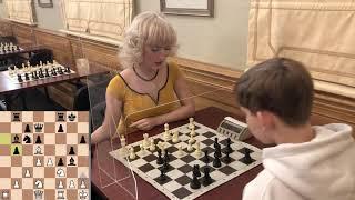 Chess with woman candidate master Lada Ilyina. Blitz in central chess club.