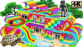 How To Make Modern Contemporary Mud Villa And Rainbow Water Slide To Underground From Magnet Balls