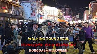 Walking around 'Hongdae Red Road' on Halloween, Vol.2, Seoul, South Korea.