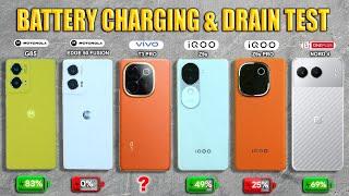 Vivo T3 Pro, iQoo Z9s, iQoo Z9s Pro, Moto G85, edge 50 fusion, Nord 4 Battery Drain & Charging Test