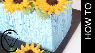 Fondant Wood Crackle Planter Cake with Buttercream Sunflowers