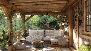 Tranquil Daytime EscapeSummer Daydreams On A Cozy Cabin Porch | Calming Nature Sounds, Wind Chimes