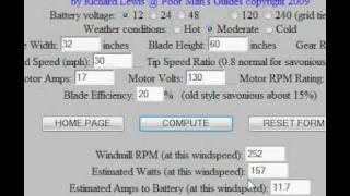 VAWT Windmill Calculator