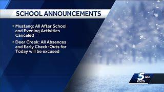 Some OKC metro school districts cancel after-school activities after snowfall