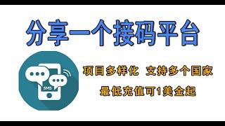 分享一个接码平台，项目多样化，支持多个国家接码，最低充值1美金起