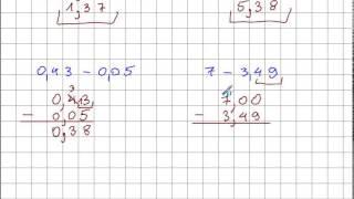 Odejmowanie ułamków dziesiętnych - Matematyka Szkoła Podstawowa i Gimnazjum