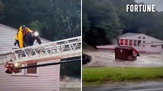 Firefighters Rescue 19 people From Torrential Flood