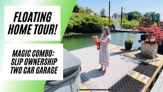 Floating home for sale on the Columbia River. Tour with me!