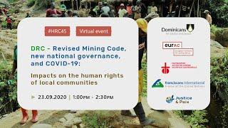 HRC45 side event - DRC: The Revised Mining Code, new national governance, and COVID-19