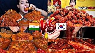 SPICY INDIAN FOOD VS SPICY KOREAN FOOD!️Part 2