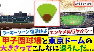 甲子園球場と東京ドームの大きさってこんなに違うんだ...【ネット反応集】
