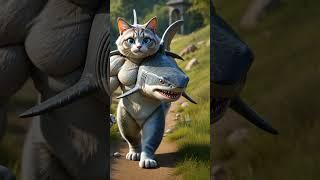  Funny Cat Carrying a Giant Shark  | Cute & Hilarious Animal Art for Kids & Pet Lovers 