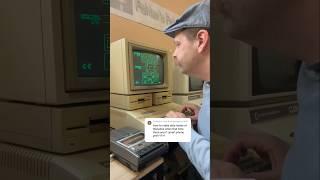 Early computer programs were often stored on tape! Loading PAC-MAN from cassette on an apple IIe 