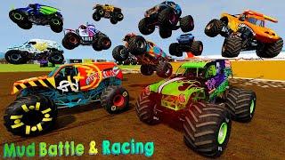 Monster Jam Racing, Mud Battle Freestyle and High Speed Jumps BeamNG Drive