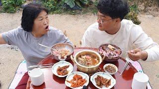 시골식 빨간무밥, 빨간무된장국, 더덕무침 같이 먹어요! Red radish rice, Red radish miso soup, Seasoned Deodeok Eating