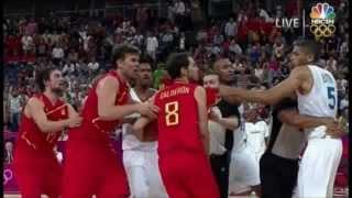 Vicious 2012 Olympics! France's Nicolas Batum hits Juan Carlos Navarro in the groin.