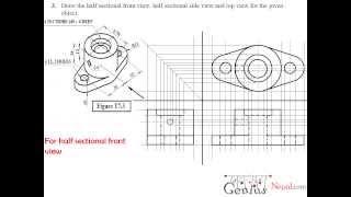 Engineering Drawing Tutorials/Sectional and Auxiliairy Views with Front view & Side view (T 7.3)