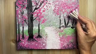 How to Draw a Couple Walking in the Rain   pink Acrylic Painting