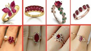 Attractive Designing gold Rings with Ruby stone/अंगूठी के डिजाइन/Ring Design for Women