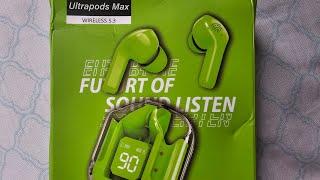 ultrapods max wireless Bluetooth earbuds stereo sound earphones look like Airpods unboxing