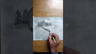 Sketch of snowy mountain house|| Beautiful landscapes||Art with Naresh