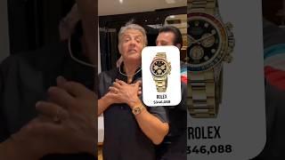 Sylvester Stallone flexing with his $400,000 watch