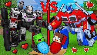JJ and Mikey: GOOD vs EVIL Transformers Family Battle in Minecraft - Maizen