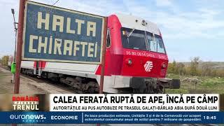 Cale ferată ruptă de ape, încă pe câmp. S-au pus autobuze pe ruta Galați – Bârlad după două luni