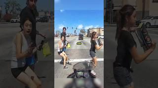 Biker nearly runs into a group of people jaywalking  @yamahaha4144