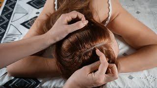 ASMR Scalp check and hair-play with parting, scratching, brushing - no talking