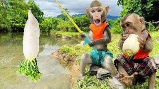 Two Little MONKEYS Went Fishing and Caught Something BIG