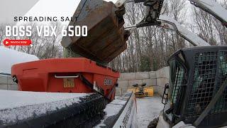 Spreading Salt with our Boss VBX 6500.....Small Snow Event