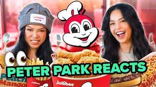 Valkyrae and Bella Poarch Try EVERY Item on the Jollibee Menu | Peter Park Reacts