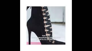 Cross-Strap Oxford Stiletto Heel Martin Boots Pointed Toe Lace High-Heeled Mid-Boots Single Boot...