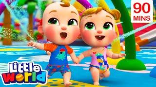 Running Through a Waterpark Splash Tunnel | Kids Songs & Nursery Rhymes by Little World