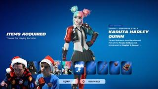 Buying NEW Fortnite DC Skins Today NINJA BATMAN & KARUTA HARLEY QUINN & Unlocking Free Xmas Rewards