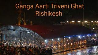  INDलाईव गंगा आरती त्रिवेणी घाट ऋषिकेशLive Ganga Aarti Triveni Ghat Rishikesh18-Dec-2024 IND