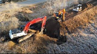 Replacing culverts in an old railroad.