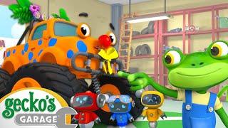 Monster Truck Make Over | Monster Truck| Animal for Kids | Truck and Bus Cartoon | Gecko's Garage