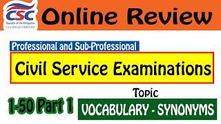 Civil Service Exam Reviewer 2024 Part 1 | Vocabulary Synonyms CSC Reviewer 2024