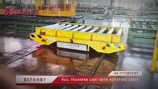 Rail Transfer Cart With Rotating Table,Electric Roller Table Transfer Trolley